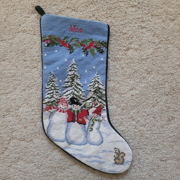 Lands' End Snowman Stocking with Max Name Embroidery - Picture 1 of 3